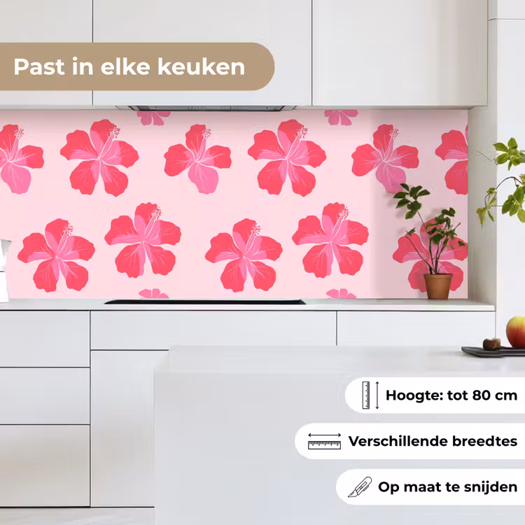 Keuken achterwand - Hibiscus - Bloemen - Roze — 4