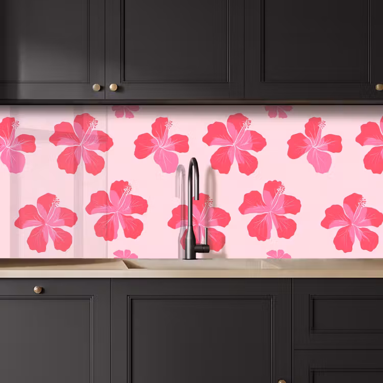 Keuken achterwand - Hibiscus - Bloemen - Roze — 6