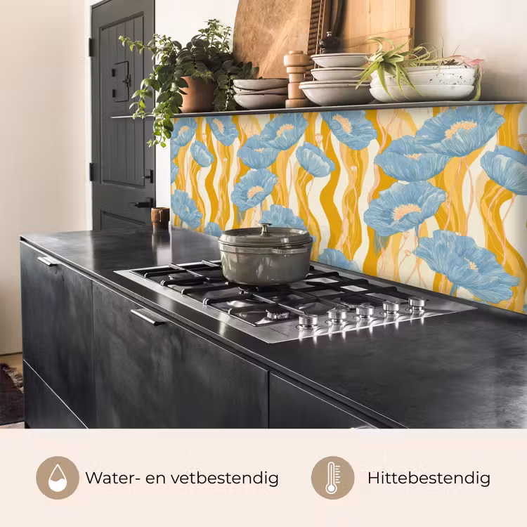Keuken achterwand - Papavers - Botanisch - Blauw — 3
