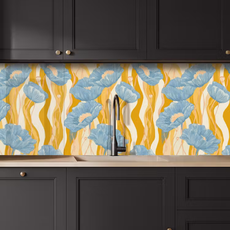 Keuken achterwand - Papavers - Botanisch - Blauw — 6