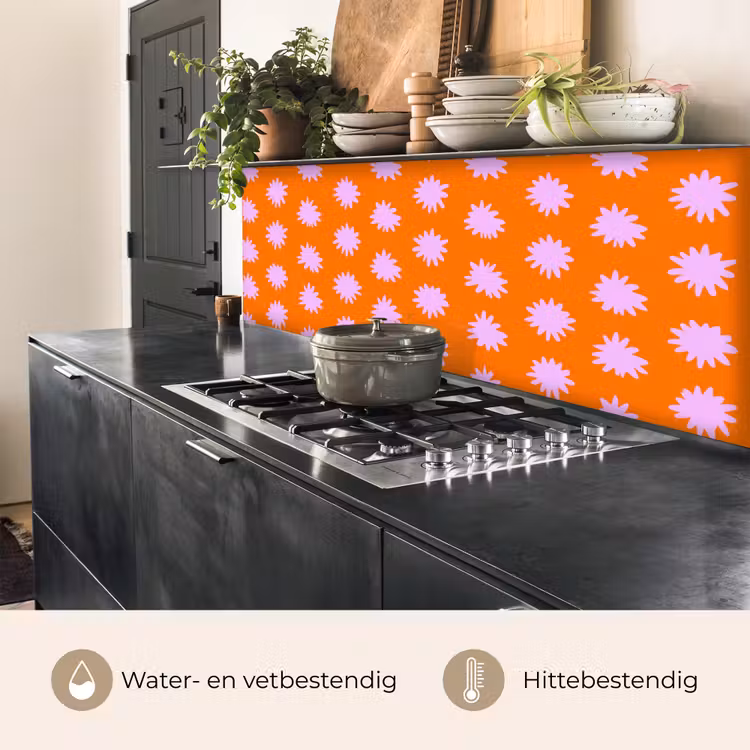 Keuken achterwand - Retro - Bloemen - Oranje — 3