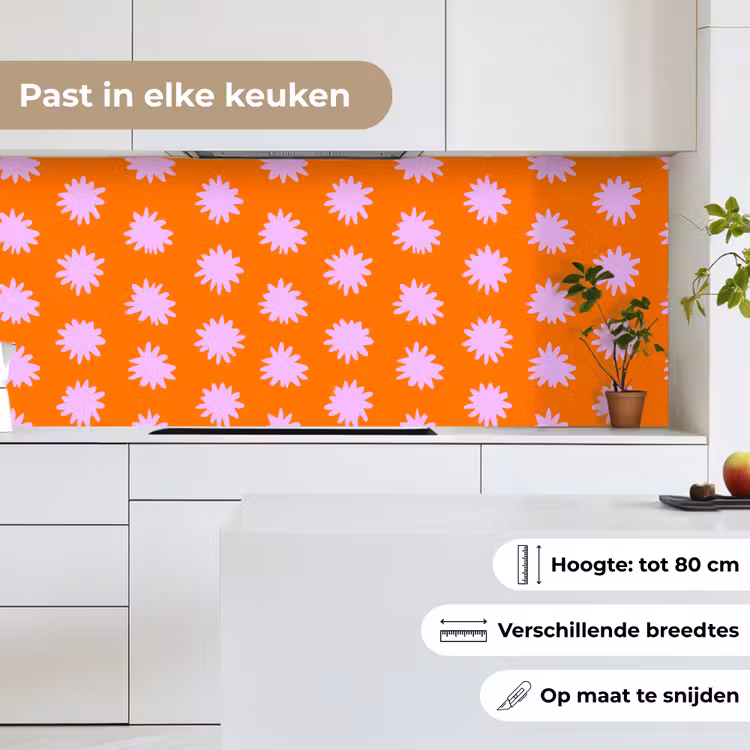 Keuken achterwand - Retro - Bloemen - Oranje — 4