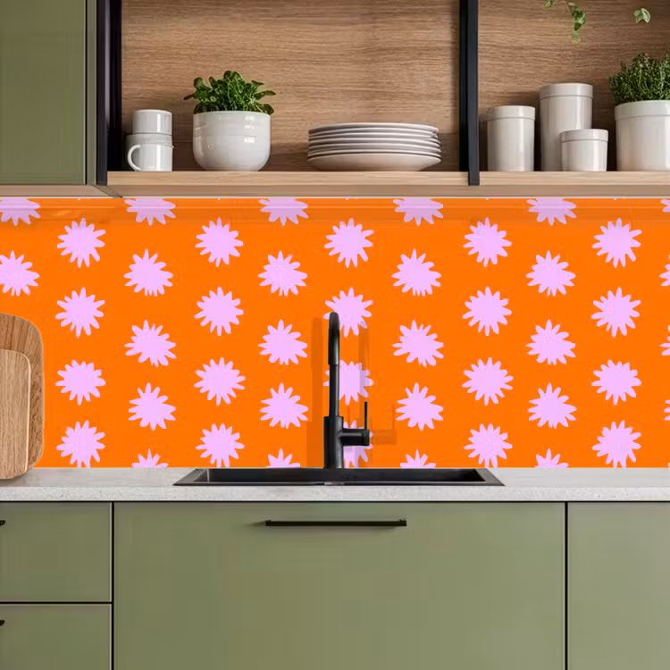 Keuken achterwand - Retro - Bloemen - Oranje — 5