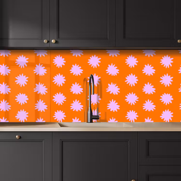 Keuken achterwand - Retro - Bloemen - Oranje — 6
