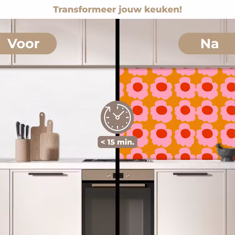 Keuken achterwand - Retro - Bloemen - Roze — 2