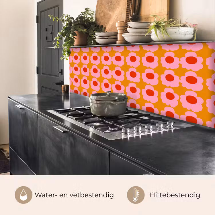 Keuken achterwand - Retro - Bloemen - Roze — 3