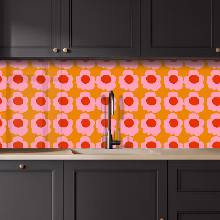 Keuken achterwand - Retro - Bloemen - Roze — 6