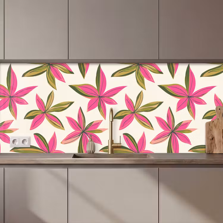 Keuken achterwand - Tropisch - Bloem - Roze — 1