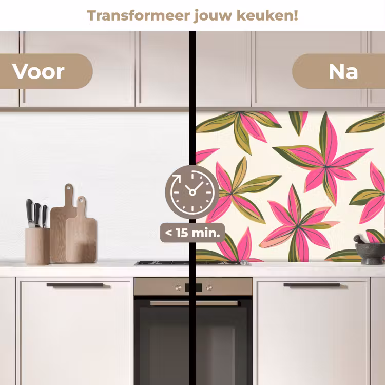 Keuken achterwand - Tropisch - Bloem - Roze — 2
