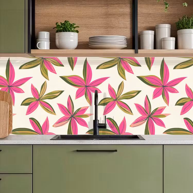 Keuken achterwand - Tropisch - Bloem - Roze — 5