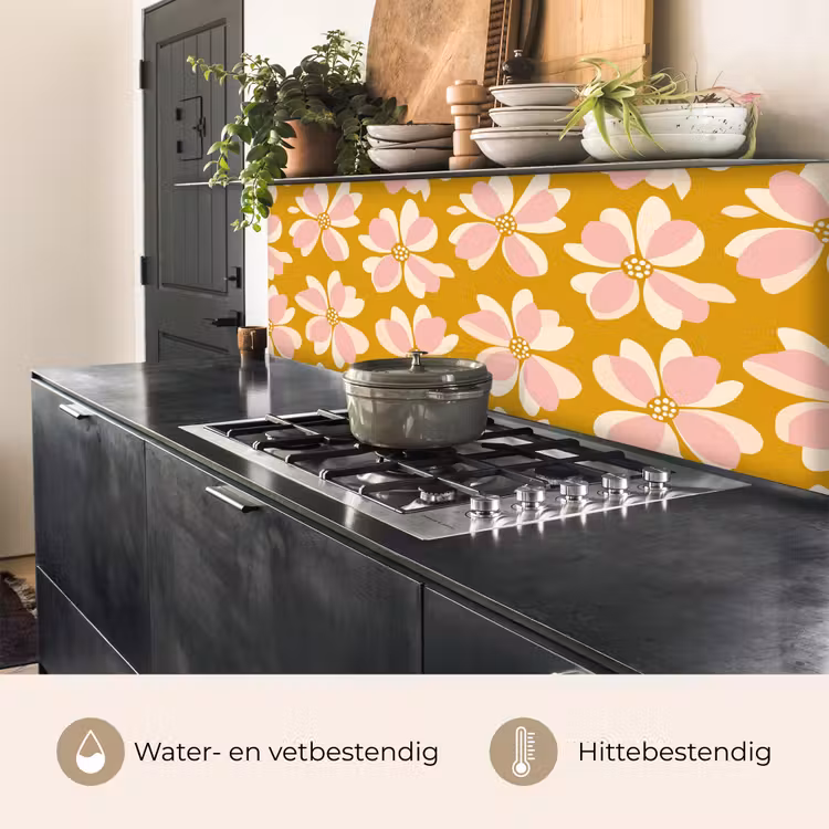 Keuken achterwand - Vintage - Bloemen - Okergeel — 3