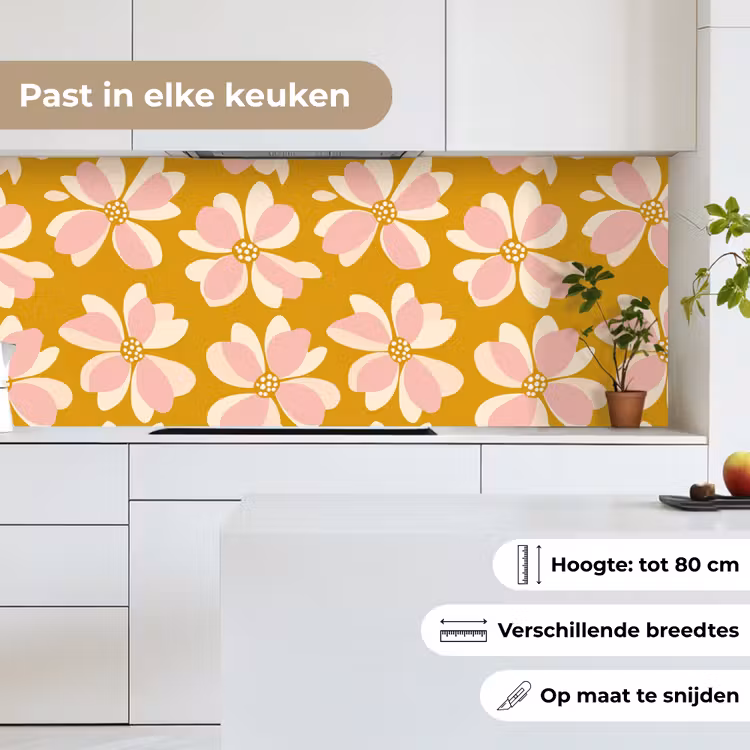 Keuken achterwand - Vintage - Bloemen - Okergeel — 4