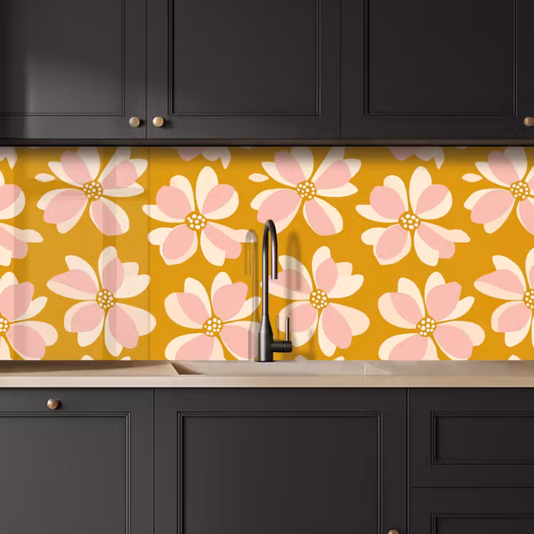 Keuken achterwand - Vintage - Bloemen - Okergeel — 6