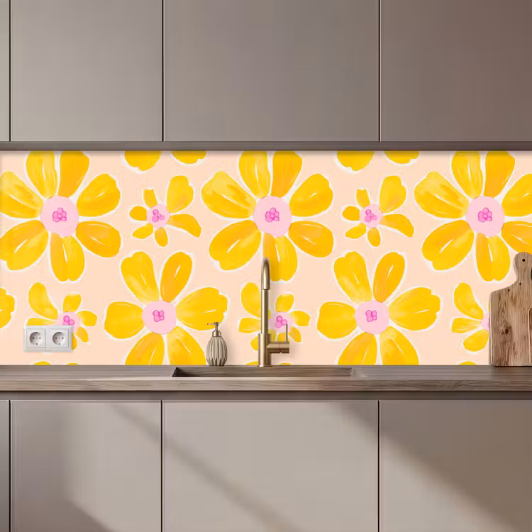 Keuken achterwand - Zomers - Bloemen - Geel — 1