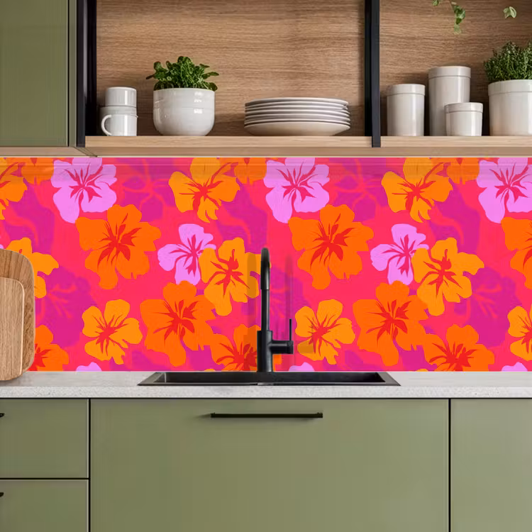 Keuken achterwand - Zomers - Hibiscus - Kleurrijk — 5