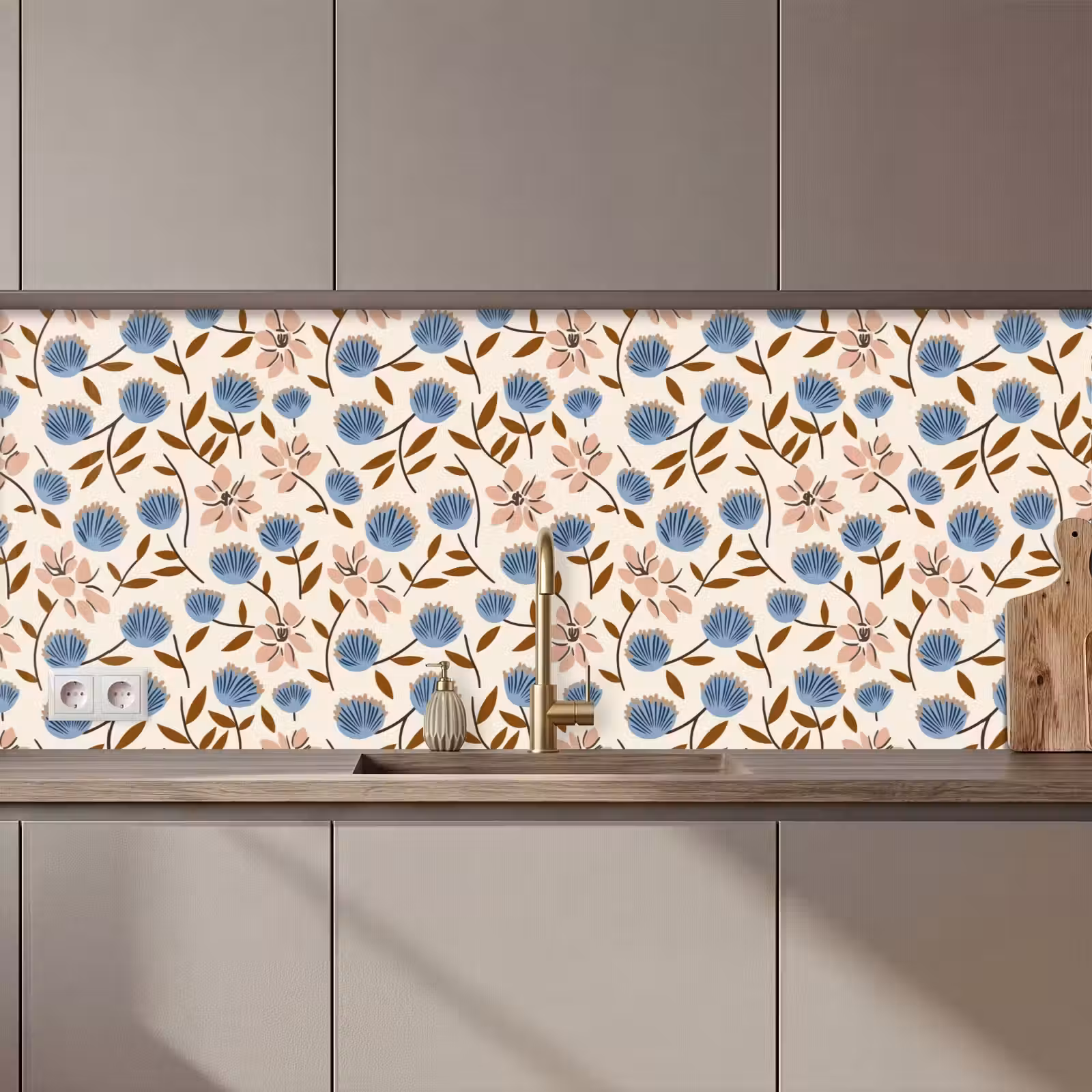 Keuken achterwand - Bloemen - Wild - Blauw — 1