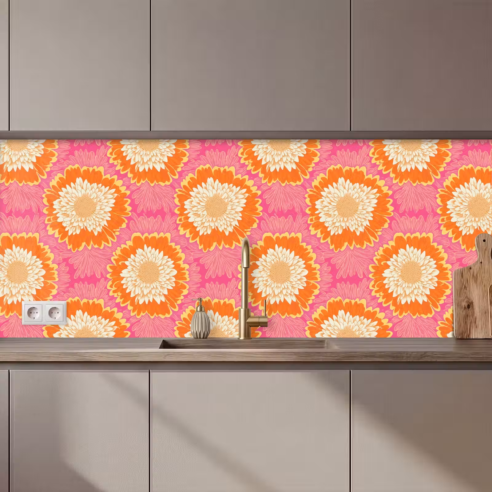 Keuken achterwand - Retro - Bloemen - Kleurrijk — 1