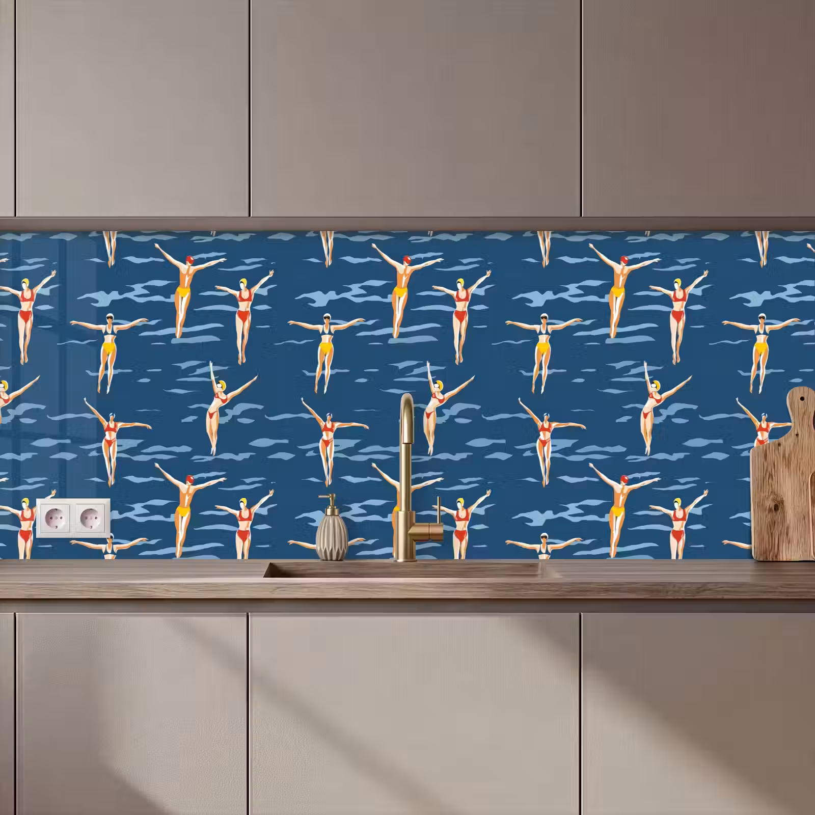 Keuken achterwand - Zwemsters- Retro - Blauw — 1