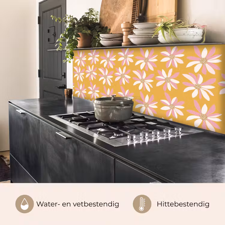 Keuken achterwand - Bloemen - Modern - Geel — 3