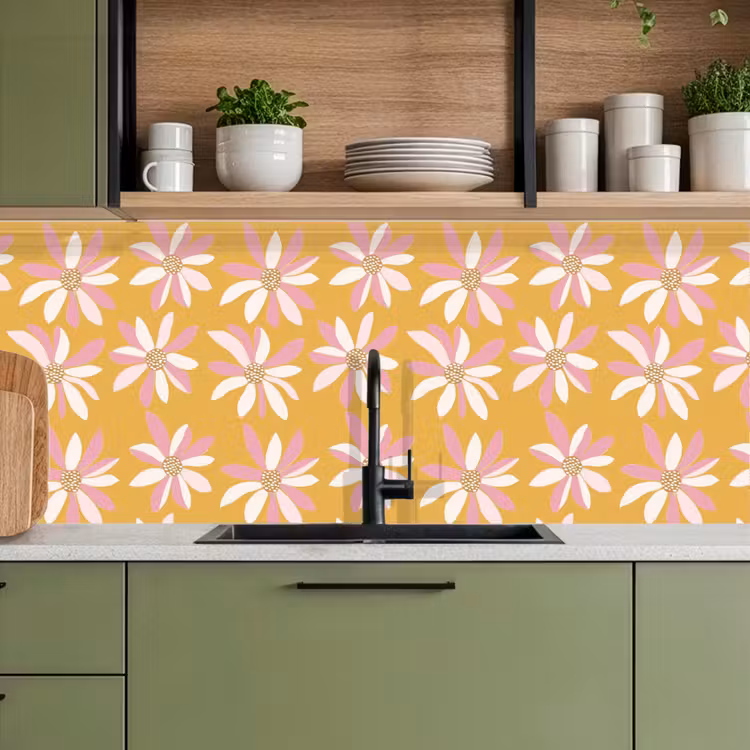 Keuken achterwand - Bloemen - Modern - Geel — 5