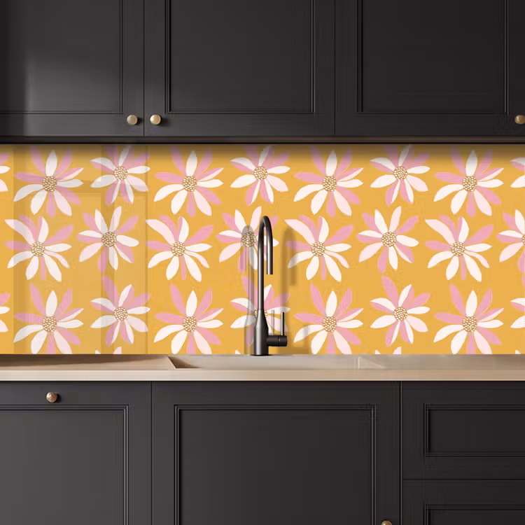 Keuken achterwand - Bloemen - Modern - Geel — 6