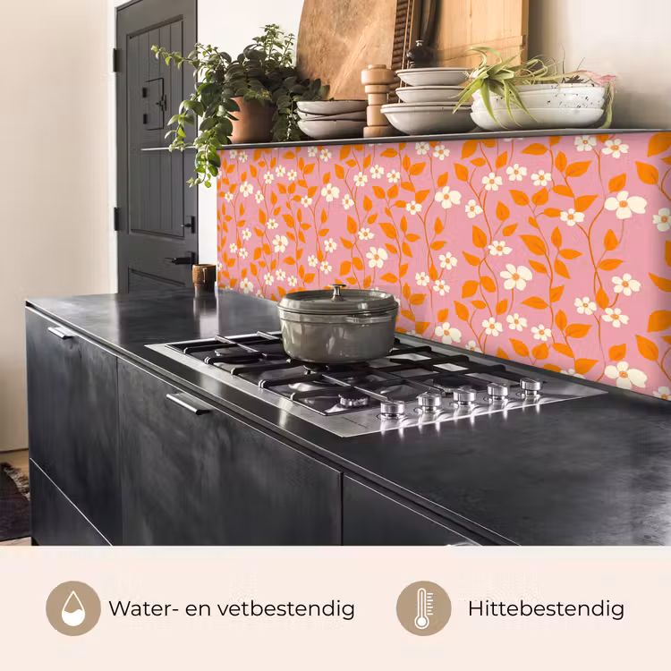 Keuken achterwand - Bloemen - Patroon - Oranje — 3