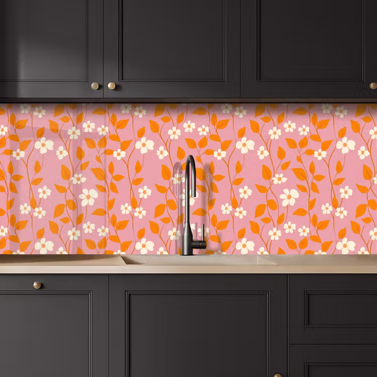 Keuken achterwand - Bloemen - Patroon - Oranje — 6