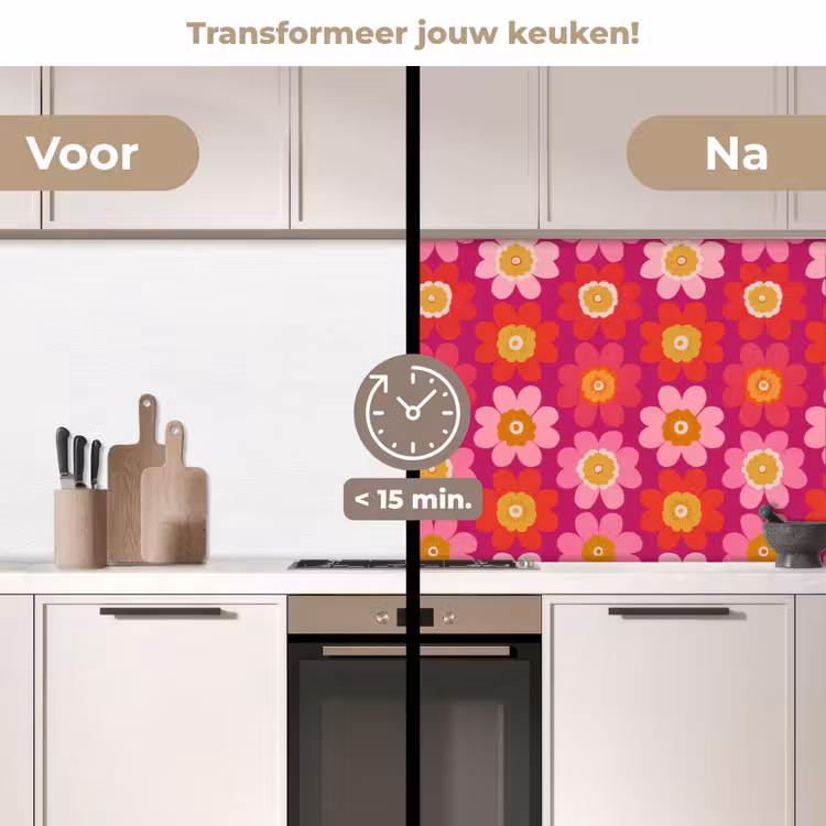 Keuken achterwand - Bloemen - Retro - Kleurrijk — 2