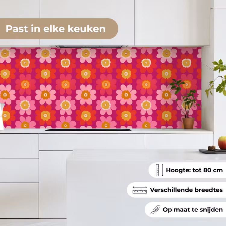 Keuken achterwand - Bloemen - Retro - Kleurrijk — 4
