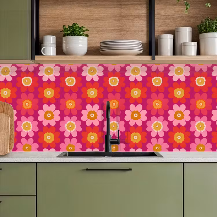 Keuken achterwand - Bloemen - Retro - Kleurrijk — 5