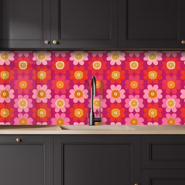 Keuken achterwand - Bloemen - Retro - Kleurrijk — 6