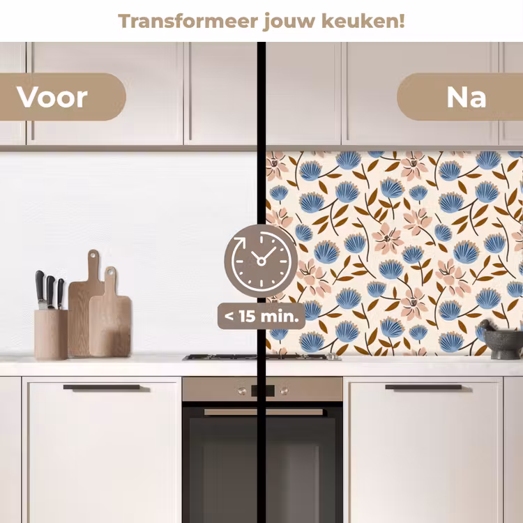 Keuken achterwand - Bloemen - Wild - Blauw — 2