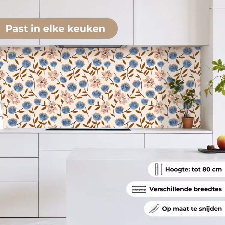 Keuken achterwand - Bloemen - Wild - Blauw — 4
