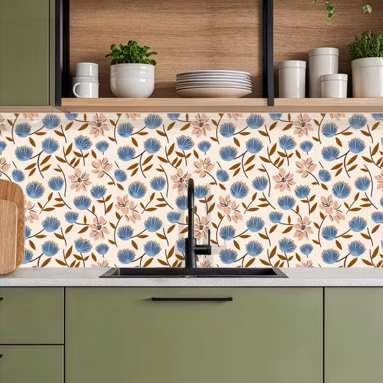Keuken achterwand - Bloemen - Wild - Blauw — 5