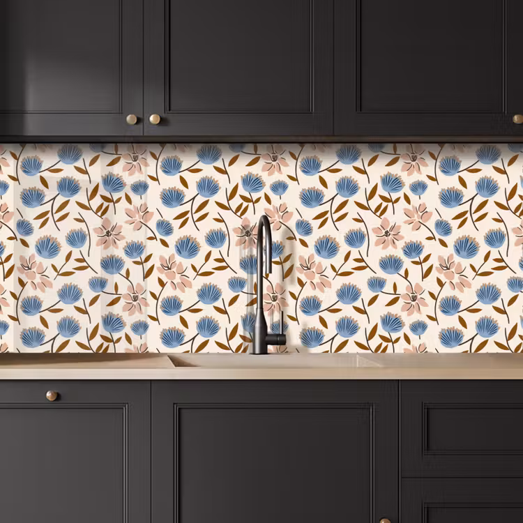 Keuken achterwand - Bloemen - Wild - Blauw — 6