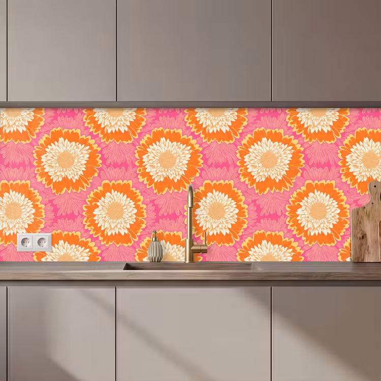 Keuken achterwand - Retro - Bloemen - Kleurrijk — 1