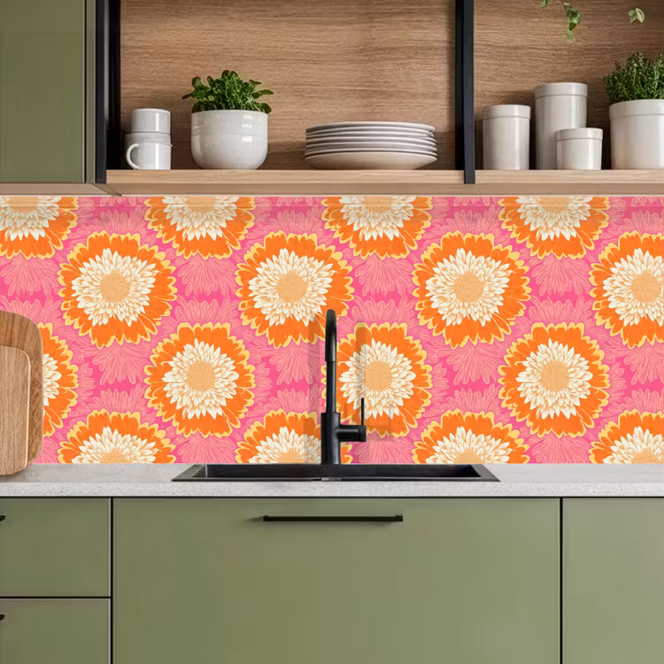 Keuken achterwand - Retro - Bloemen - Kleurrijk — 5