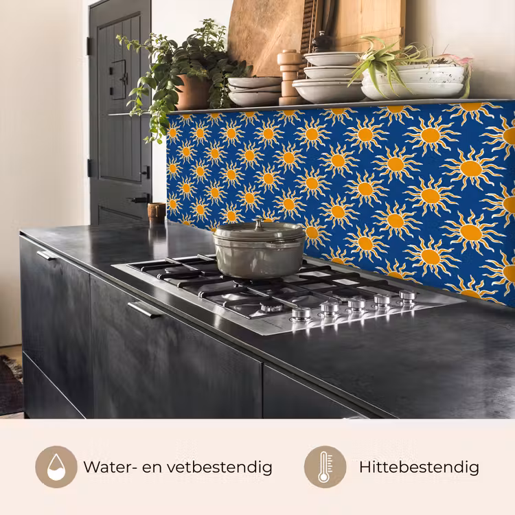 Keuken achterwand - Zon - Patroon - Blauw — 3
