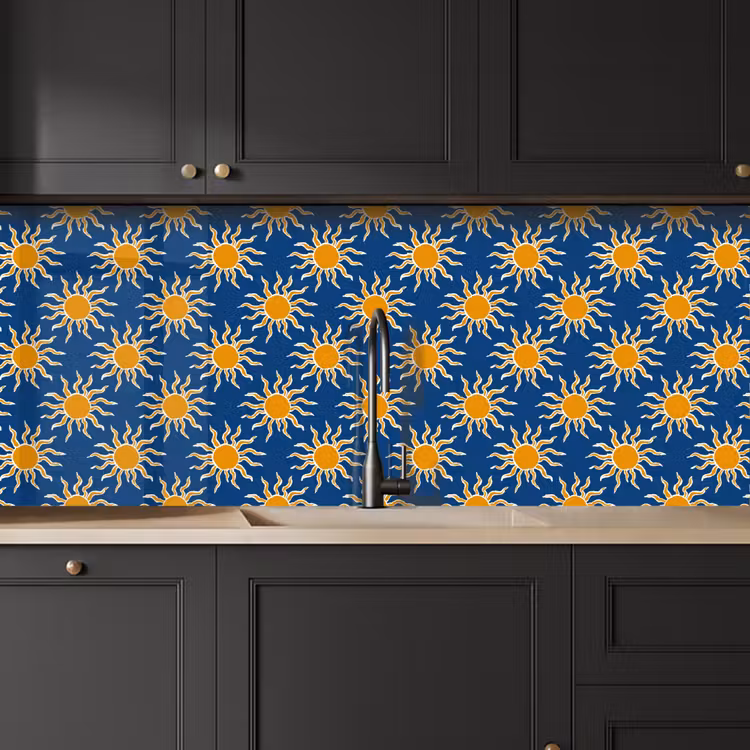 Keuken achterwand - Zon - Patroon - Blauw — 6
