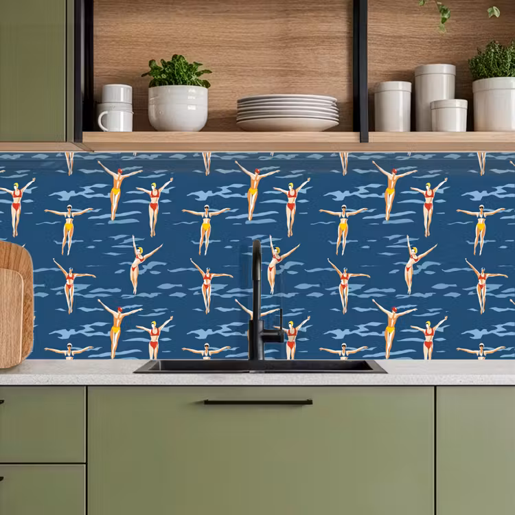 Keuken achterwand - Zwemsters- Retro - Blauw — 5