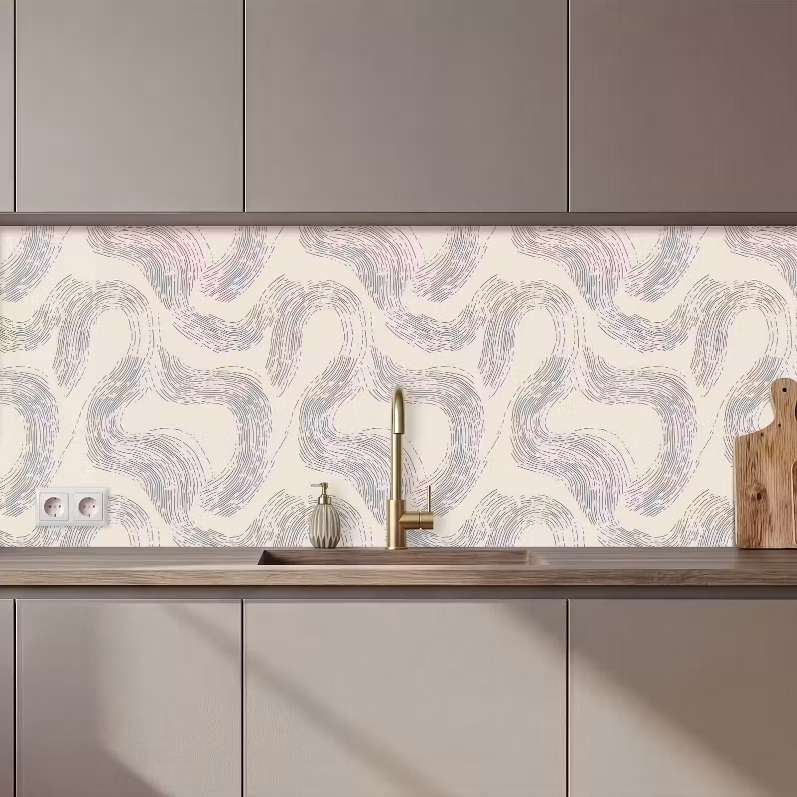 Keuken achterwand - Lijnen - Patroon - Beige - Minimalistisch — 1