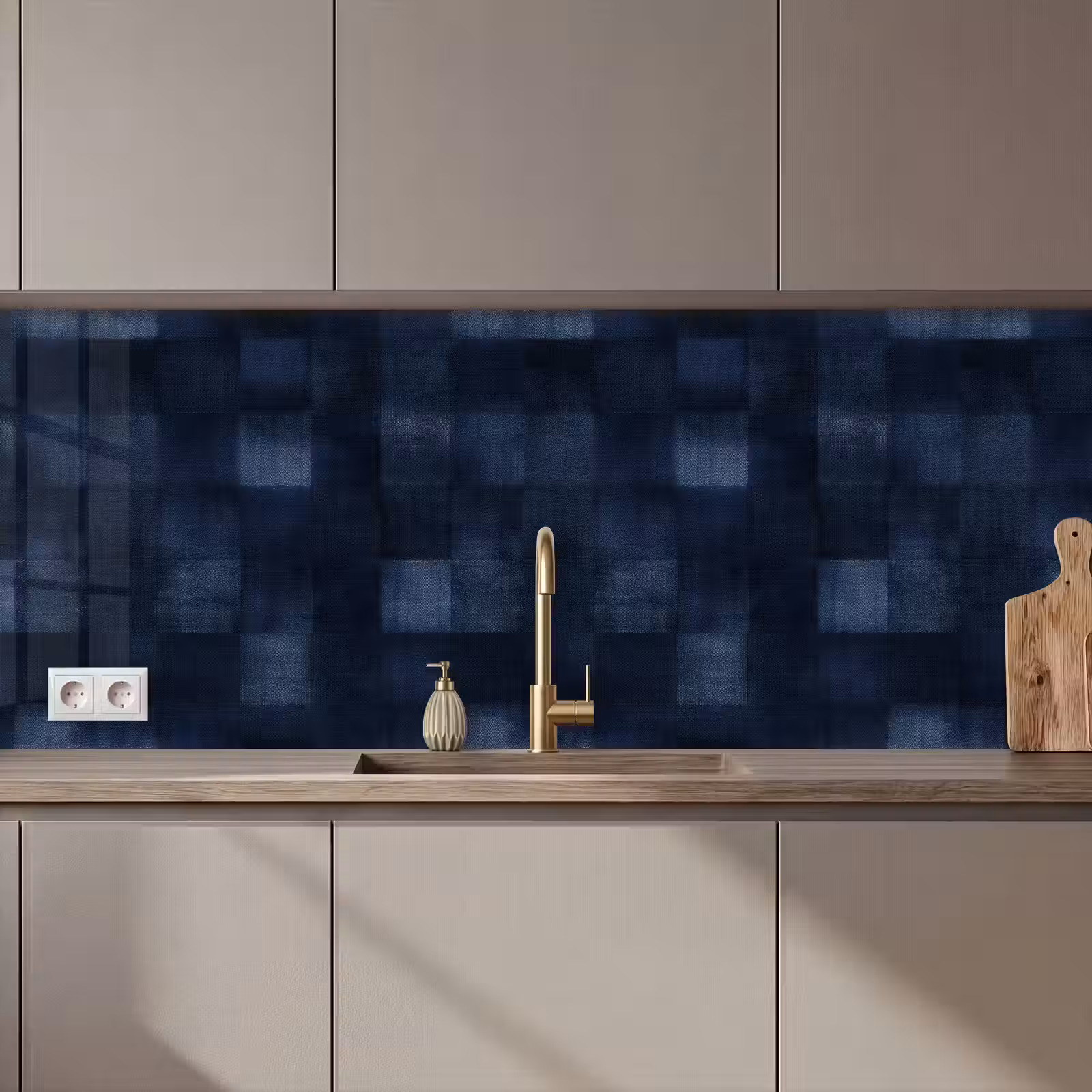 Keuken achterwand - Patroon - Ruit - Marineblauw — 1