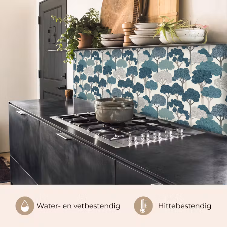 Keuken achterwand - Modern - Bomen - Bos - Patroon - Blauw — 3