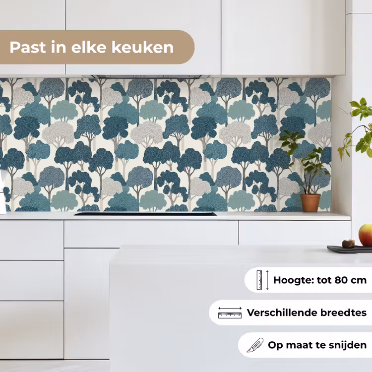 Keuken achterwand - Modern - Bomen - Bos - Patroon - Blauw — 4