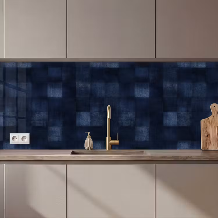 Keuken achterwand - Patroon - Ruit - Marineblauw — 1
