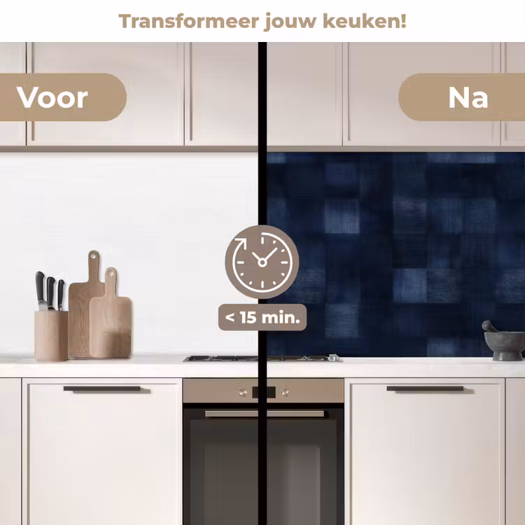 Keuken achterwand - Patroon - Ruit - Marineblauw — 2