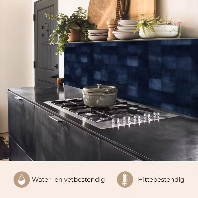 Keuken achterwand - Patroon - Ruit - Marineblauw — 3