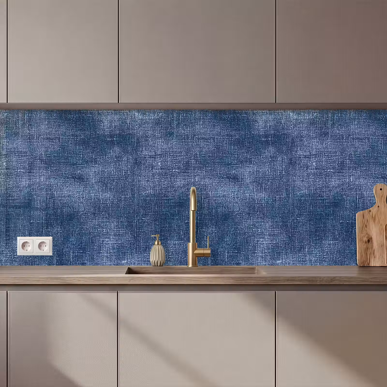 Keuken achterwand - Linnen - Textuur - Patroon - Denim - Rustiek — 1