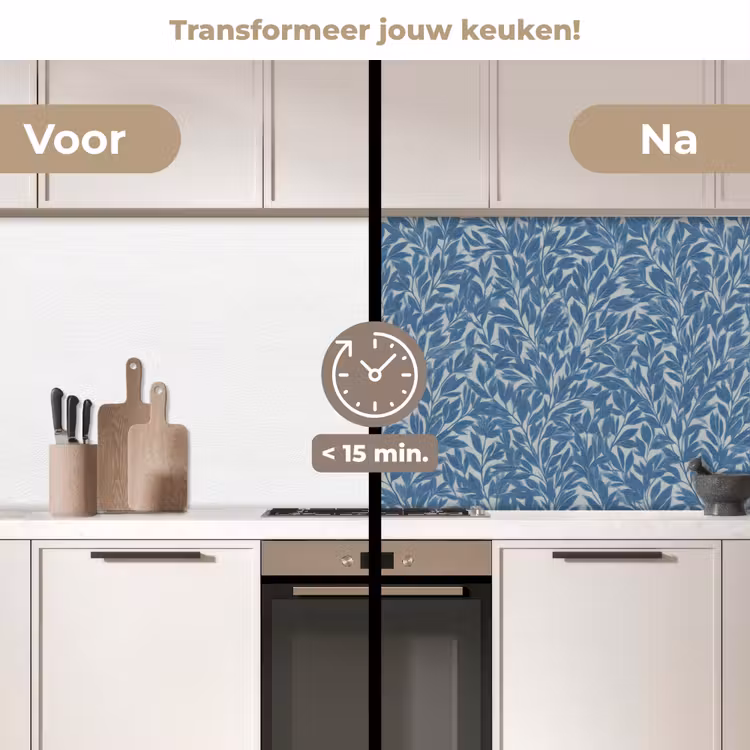 Keuken achterwand - Bladeren - Klassiek - Patroon - Donkerblauw - Vintage — 2