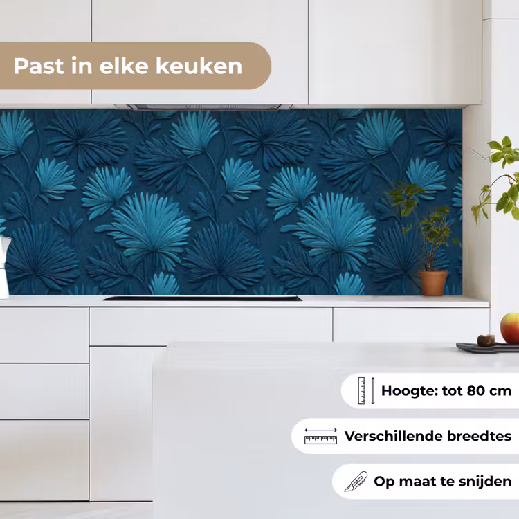Keuken achterwand - Bladeren - Reliëf - Patroon - Oceaanblauw - Modern — 4